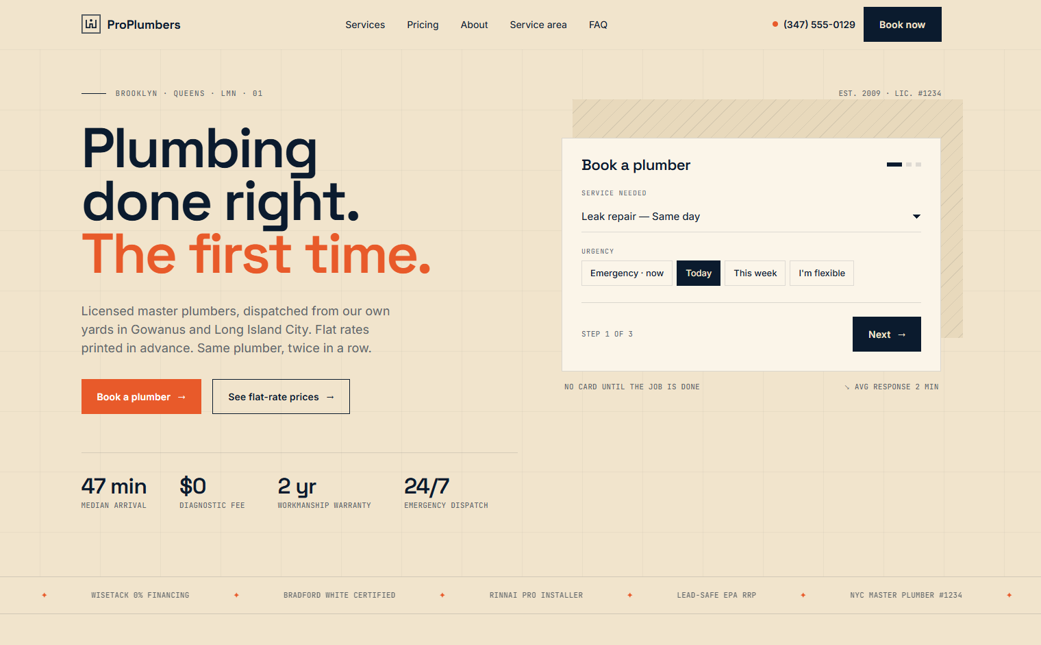 Westside Plumbing website mockup